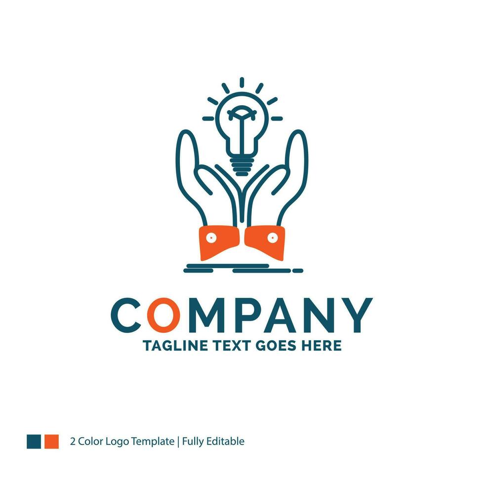 idea. ideas. creative. share. hands Logo Design. Blue and Orange Brand Name Design. Place for Tagline. Business Logo template. vector