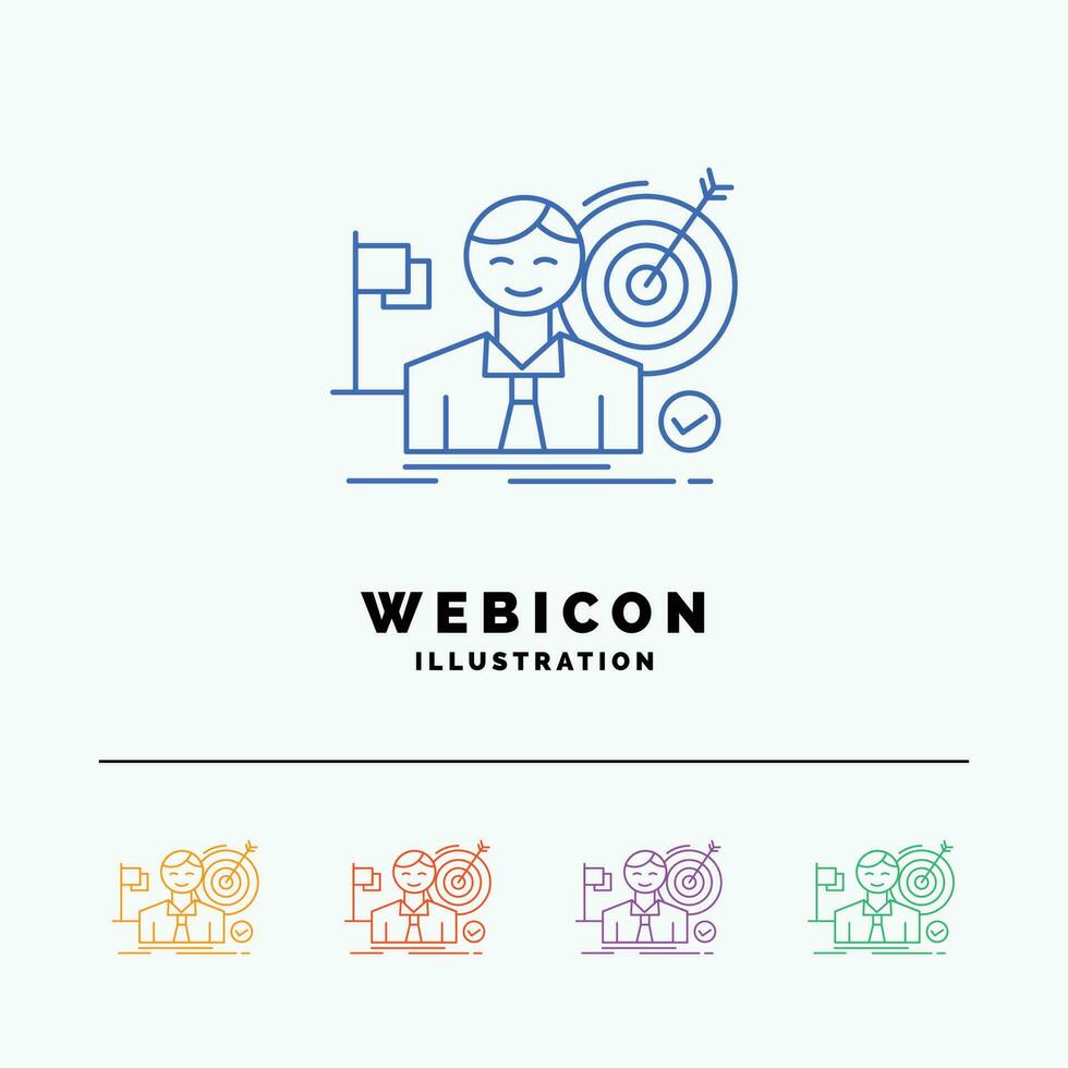 business. goal. hit. market. success 5 Color Line Web Icon Template isolated on white. Vector illustration