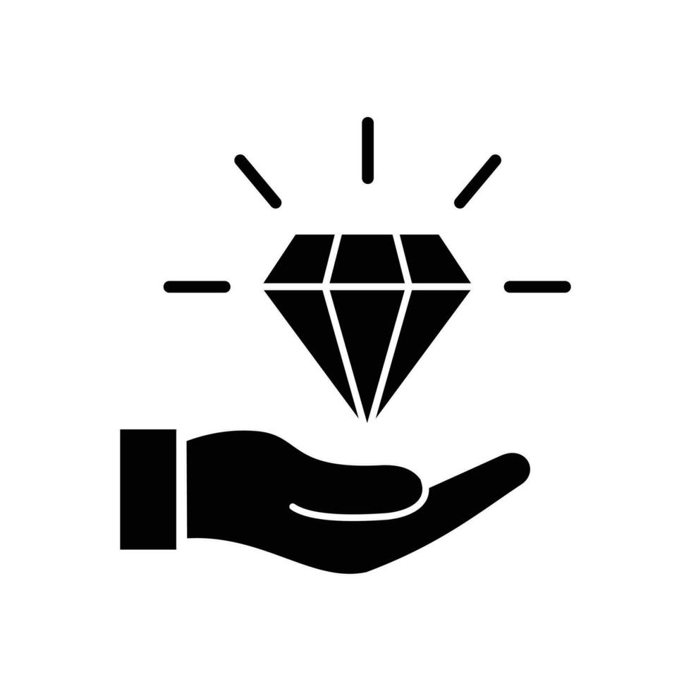 icono de diamante y mano vector