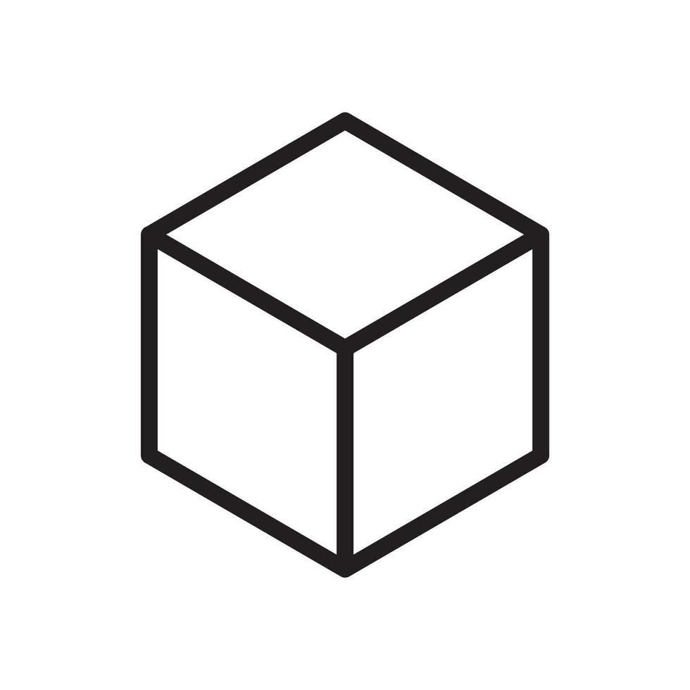 cube outline icon vector