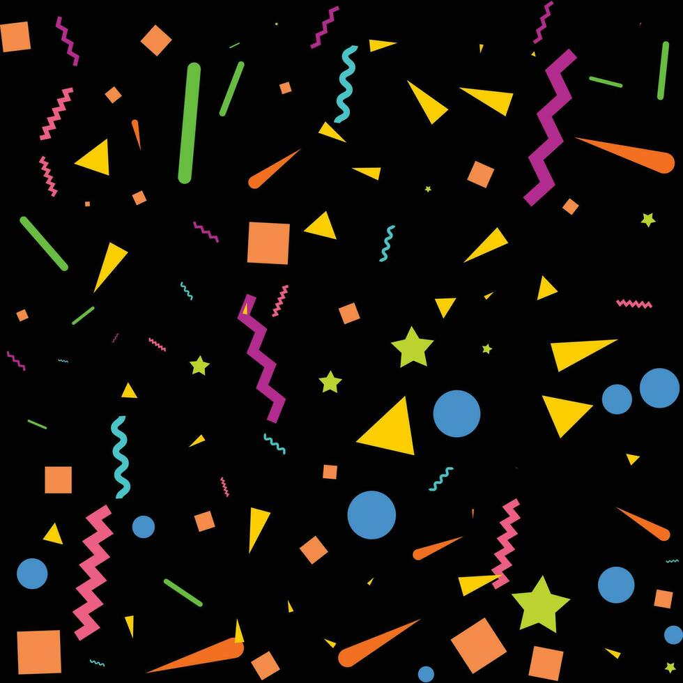 confetti concept design template holiday Happy Day. Black Background Celebration Vector illustration.