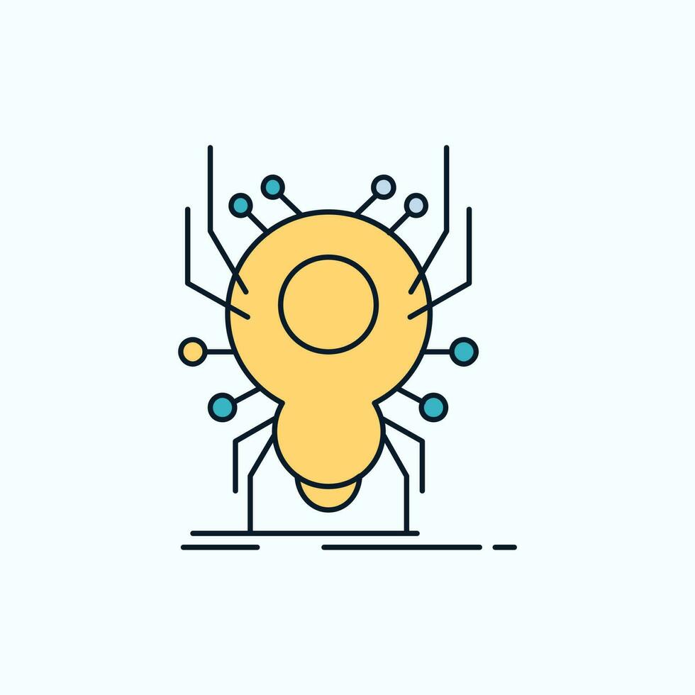 Bug. insect. spider. virus. App Flat Icon. green and Yellow sign and symbols for website and Mobile appliation. vector illustration