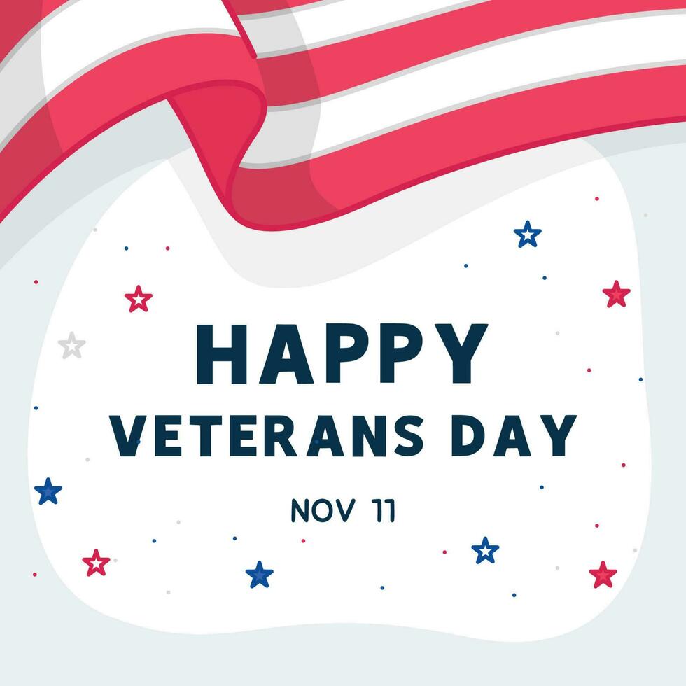 Flag in celebration for thank you Veterans Day kawaii doodle flat vector illustration Premium Vector