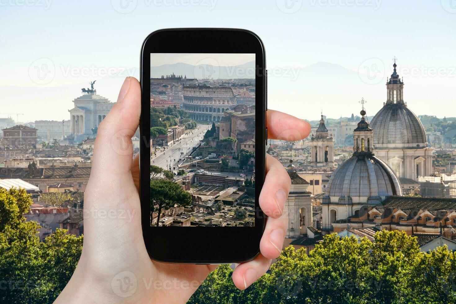 tourist photographs roman forums in Rome photo