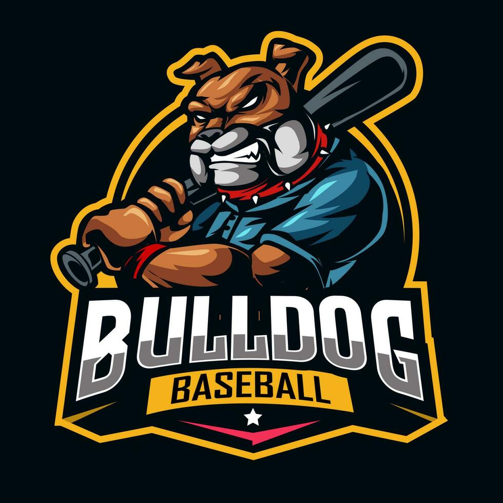 ilustración de juego de logotipo de mascota de béisbol de bulldog vector