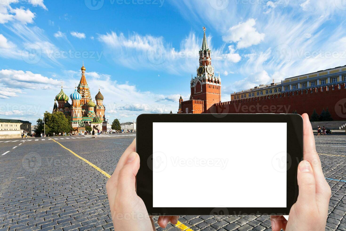 tourist photographs of Red Square in Moscow photo