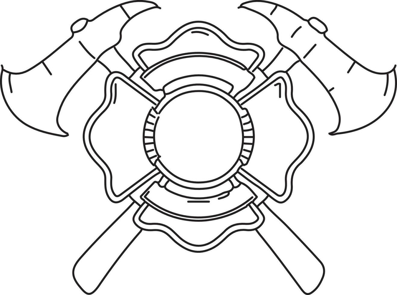 Vector Line Logo Fire Fighter with flat style design