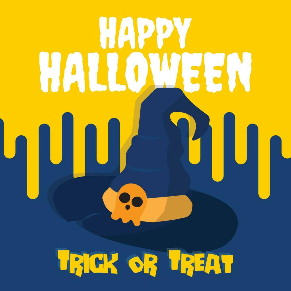 feliz fondo de instagram de halloween con un sombrero de bruja vector