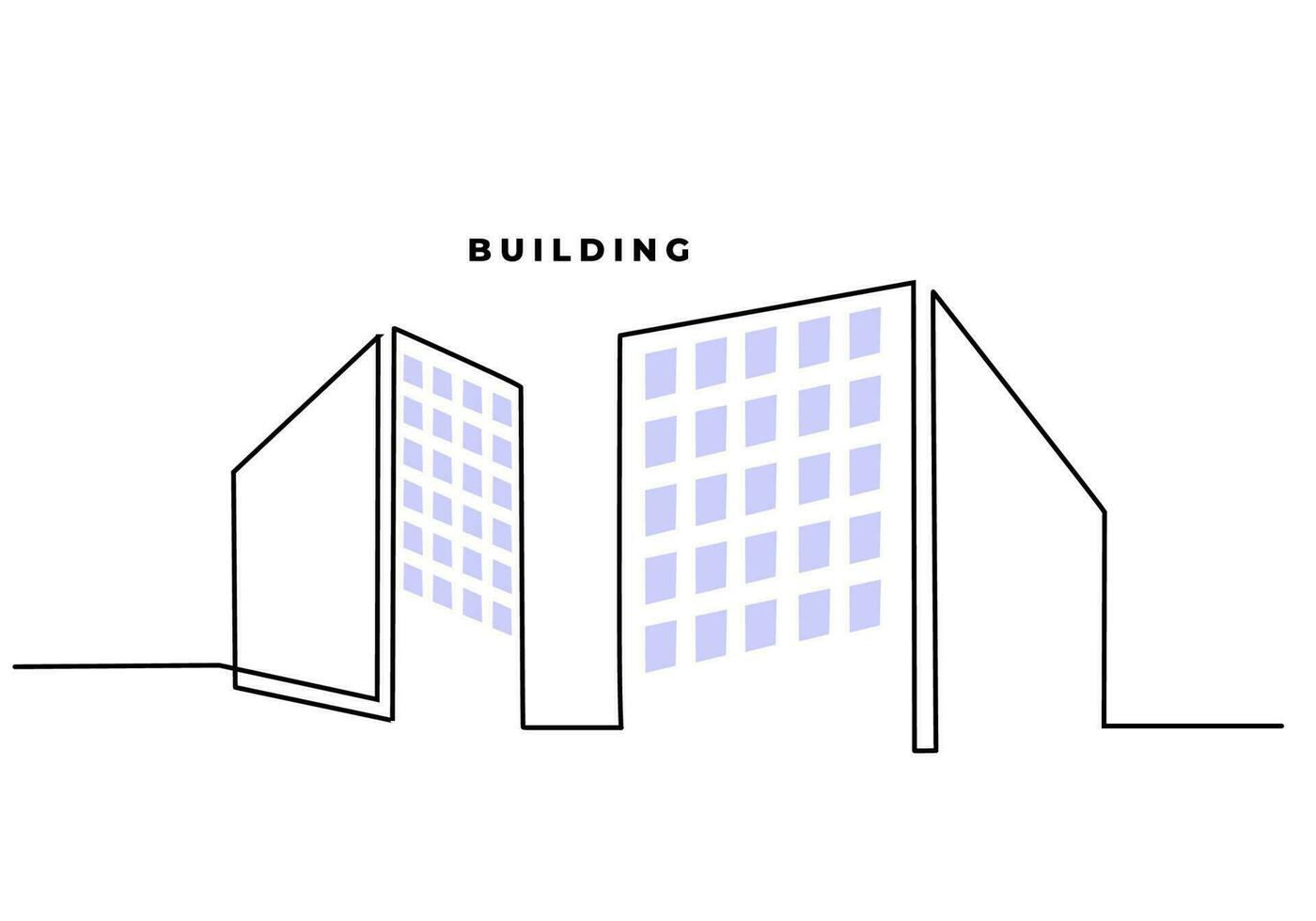 One continuous single line of establishing exteriors two building vector