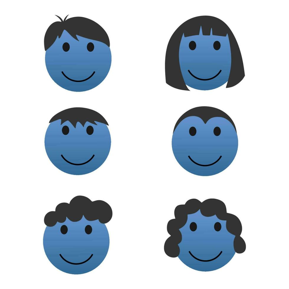 Six Surreal smile face elements isolated on white background. vector