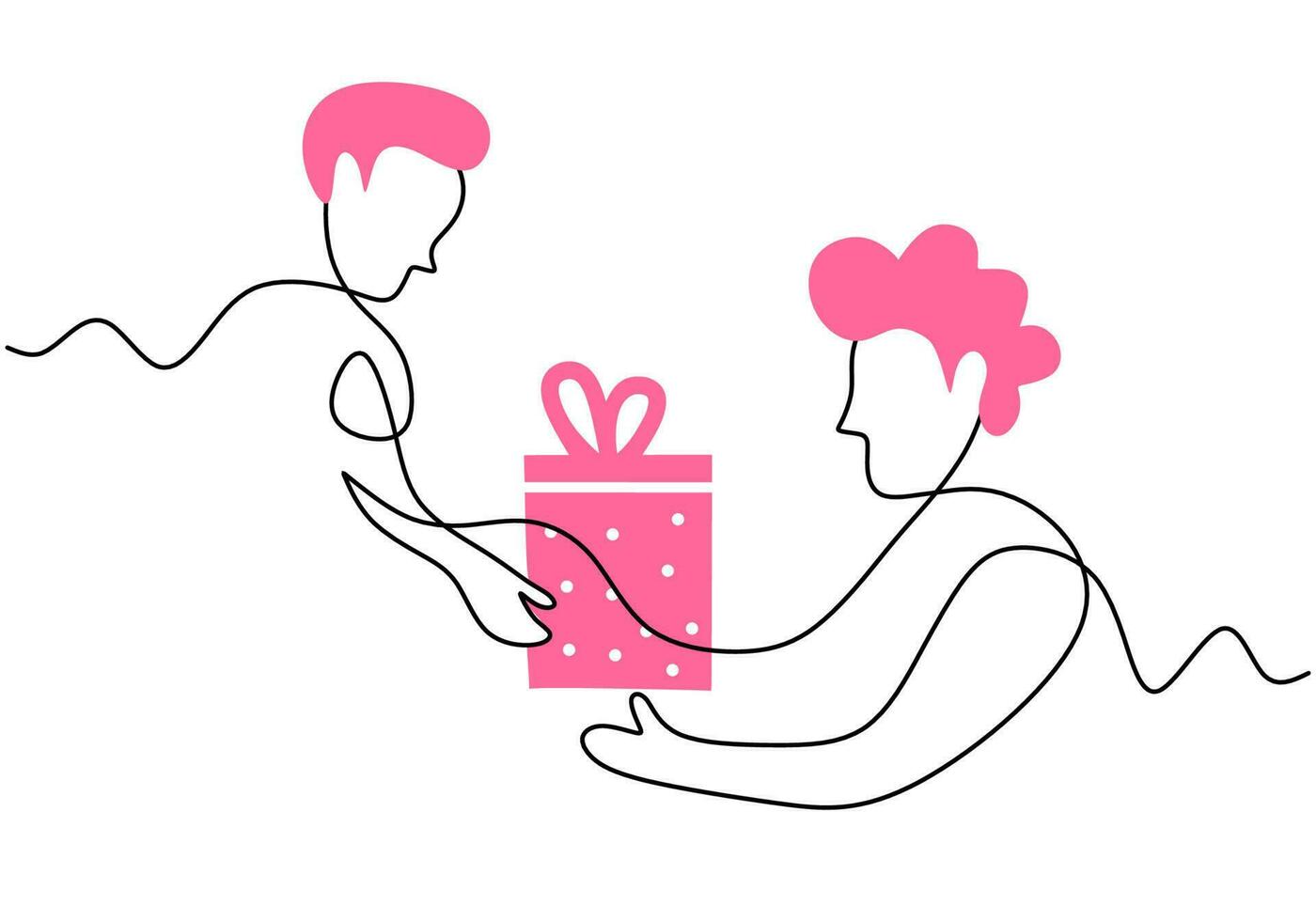 One continuous single line of charity day with man give gift vector