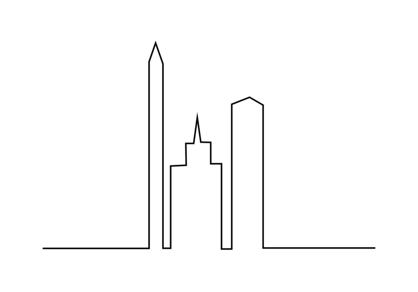 One continuous single line of establishing exteriors towers vector