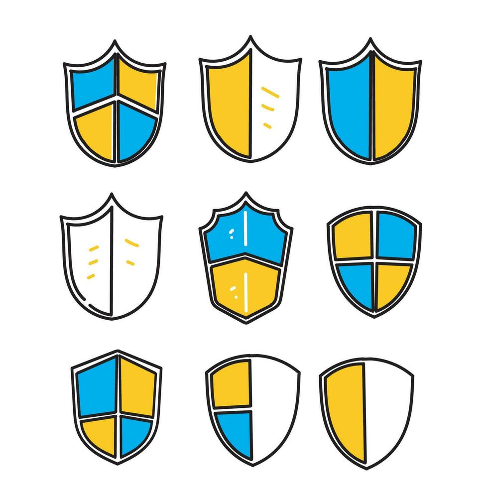 hand drawn doodle shield icon illustration vector collection 12861608