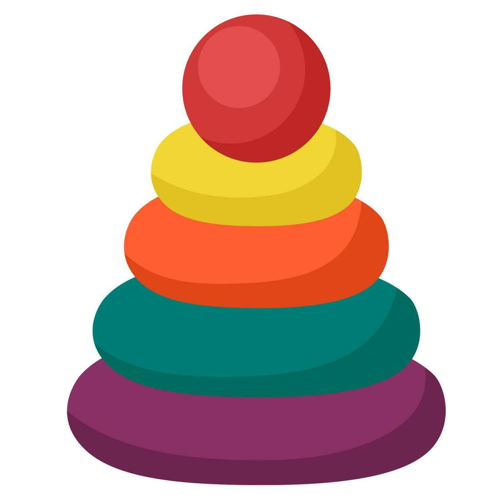 stacking ring pyramid tower play toy for kid children baby cartoon illustration vector