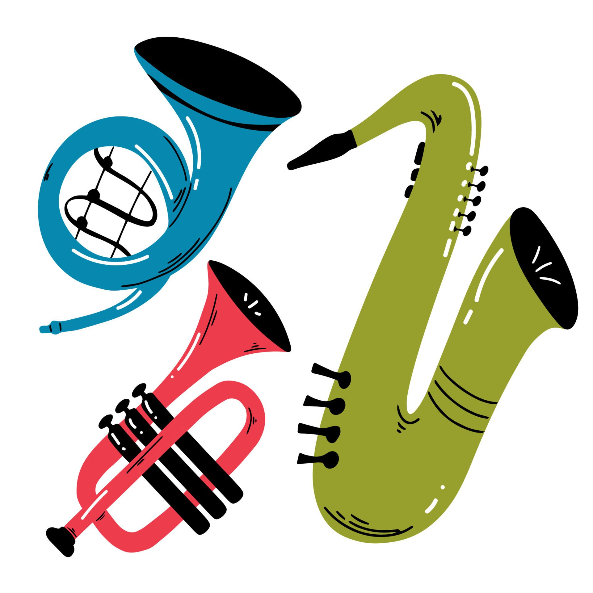 collection of cartoon music instruments. Saxophone Trumpet Vector illustration 12861730 Vector Art at Vecteezy collection of cartoon music instruments. Saxophone Trumpet Vector illustration 12861730 Vector Art at Vecteezy