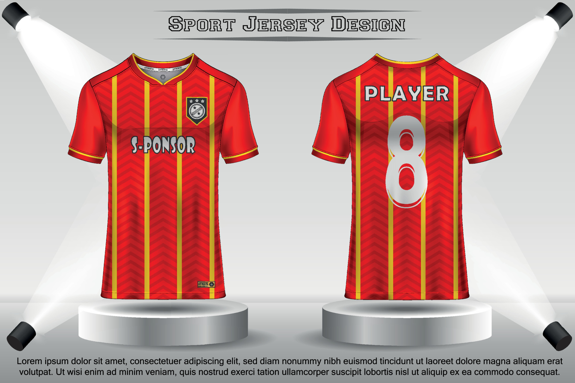 Soccer jersey mockup football jersey design on the podium sublimation sport t shirt design