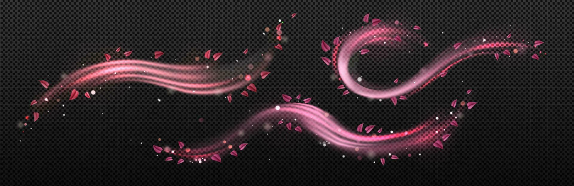 Wind swirls with flower pink petals vector