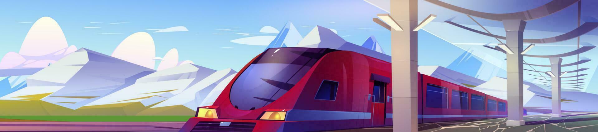 Modern railway station with train vector