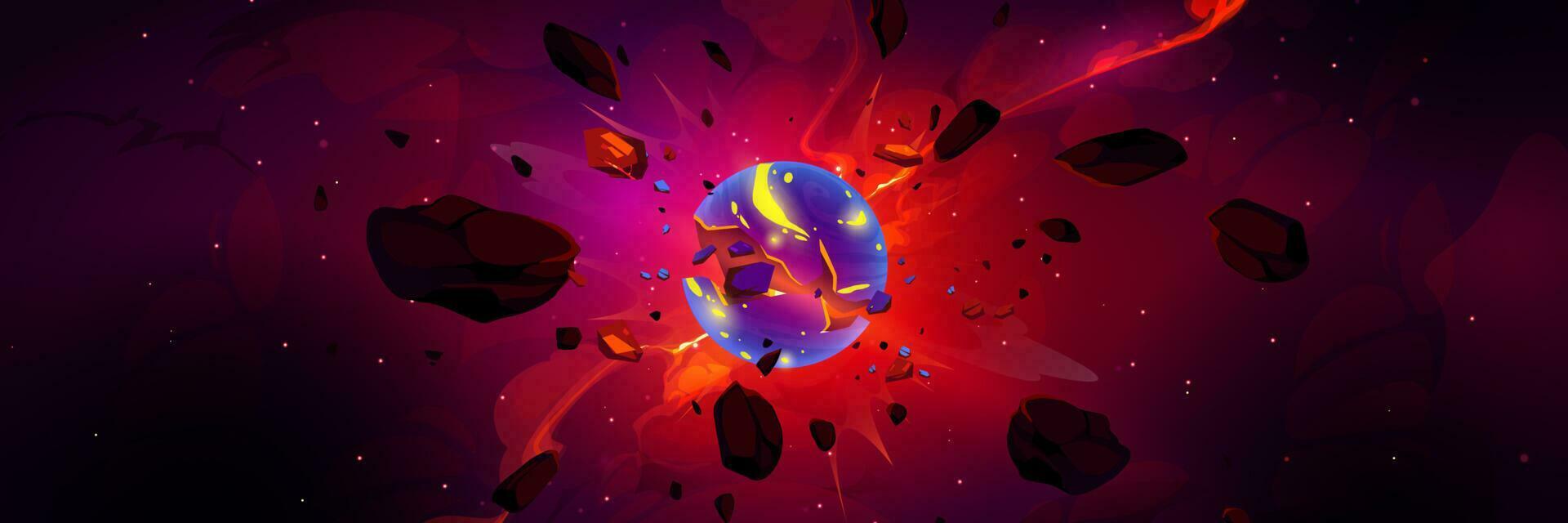 Planet explosion in outer space vector