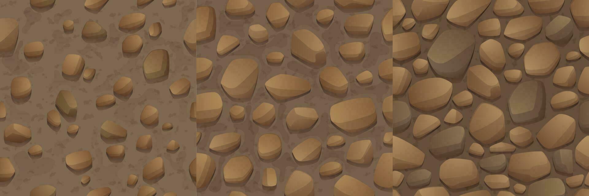 Game stones texture, pebbles seamless pattern vector