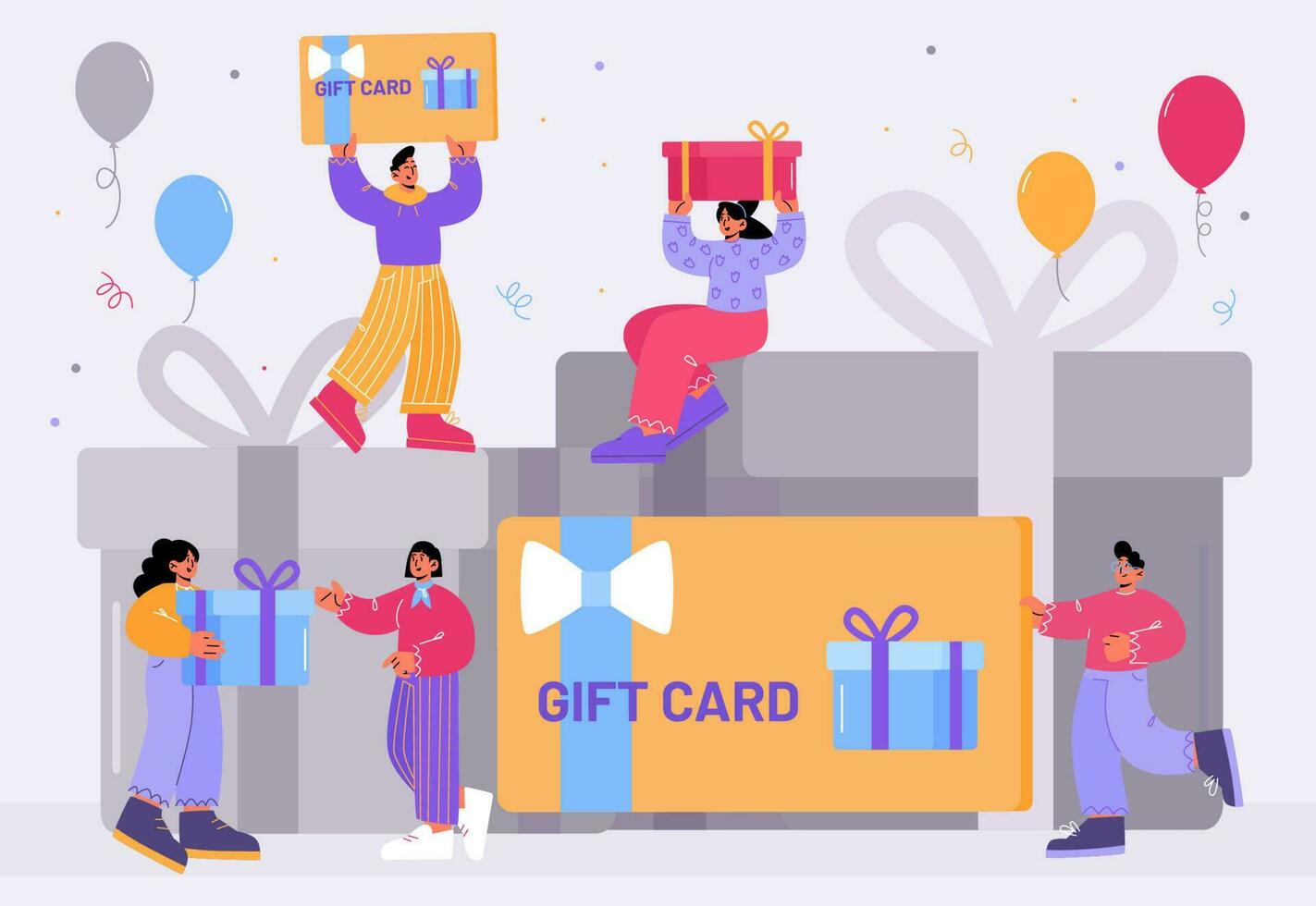 Gift card, customers reward and loyalty program vector