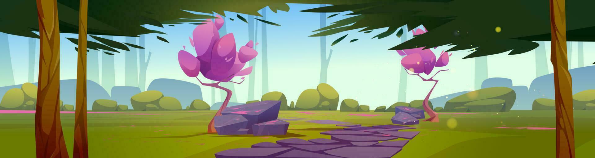 dibujos animados naturaleza paisaje hermoso jardín, bosque vector