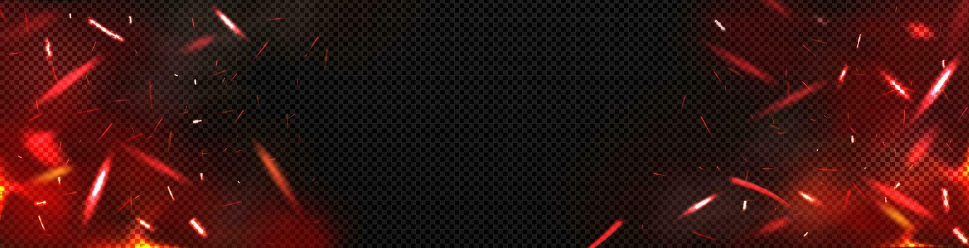Red fire sparks overlay effect, burning campfire vector