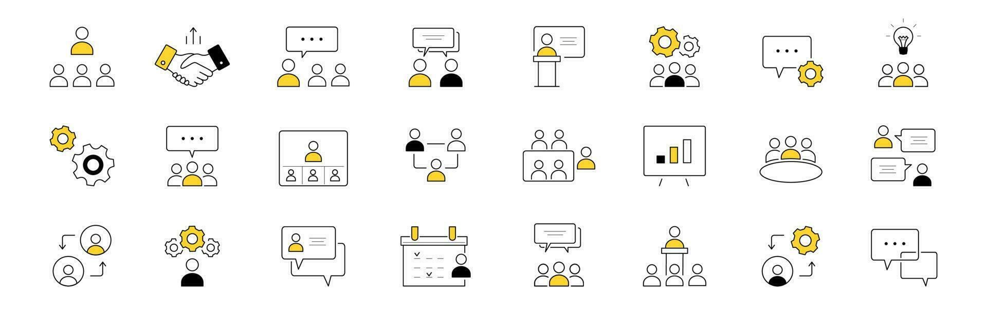 Set of doodle icons business meeting, conference vector