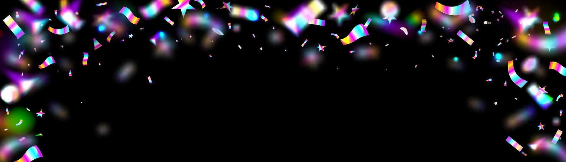 Festive texture with neon rainbow confetti vector