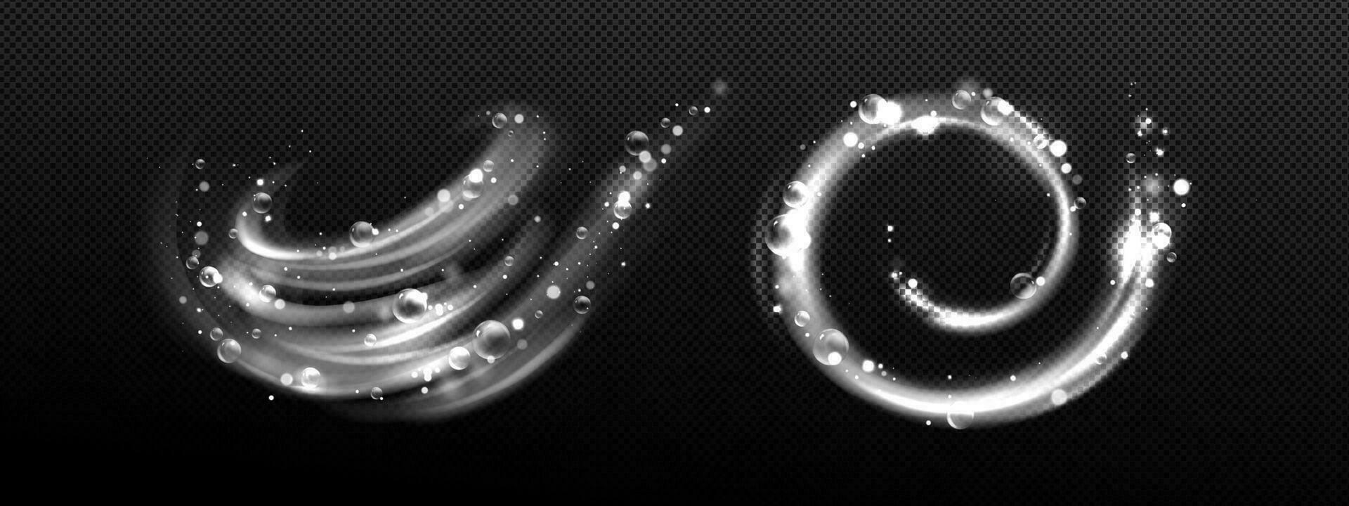 Clean detergent wave and soap swirl, light effect vector