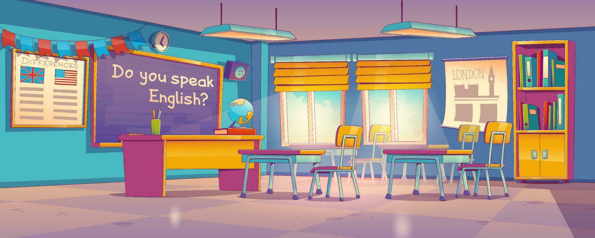 School classroom for English language learning vector