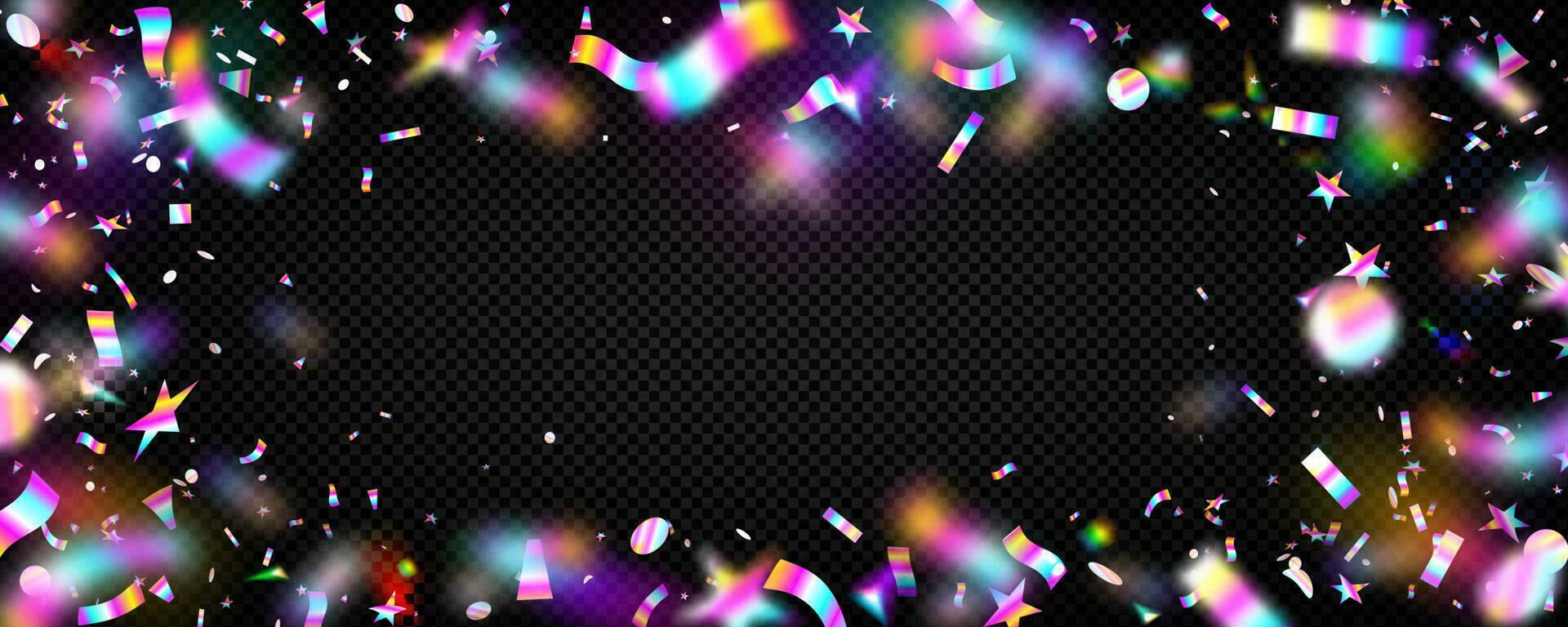Colorful confetti frame on transparent background vector