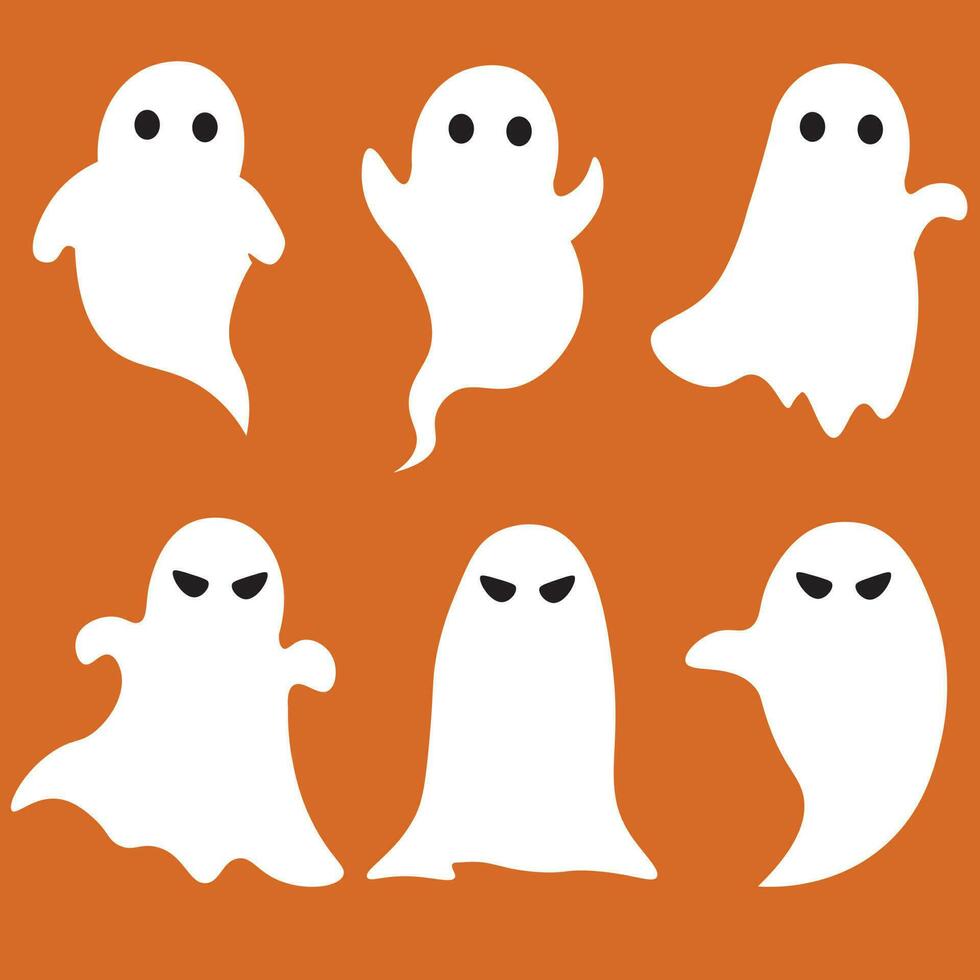 Set of halloween ghosts vector