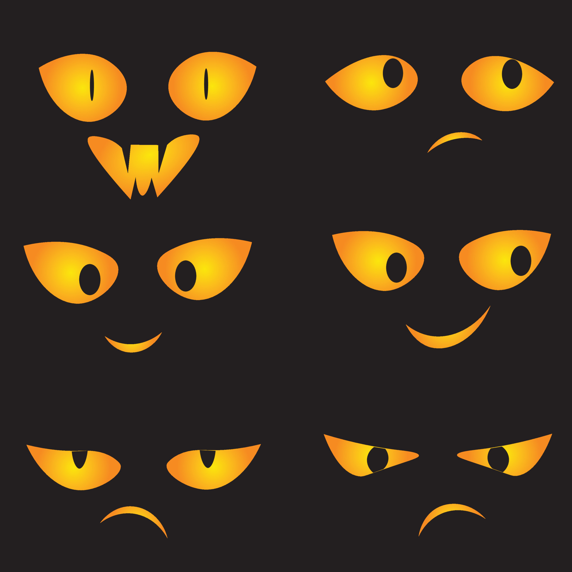 ojos malvados amarillos que brillan en la oscuridad 12862066 Vector en