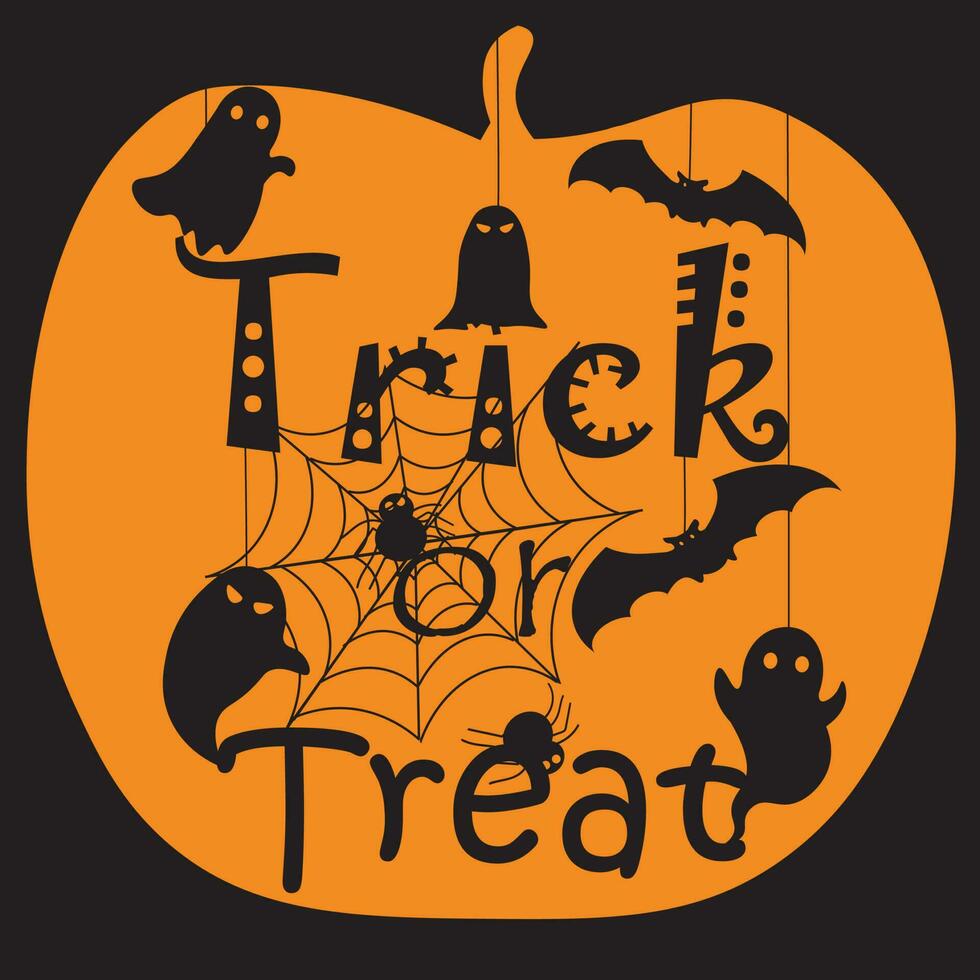 Trick or treat halloween vector text design