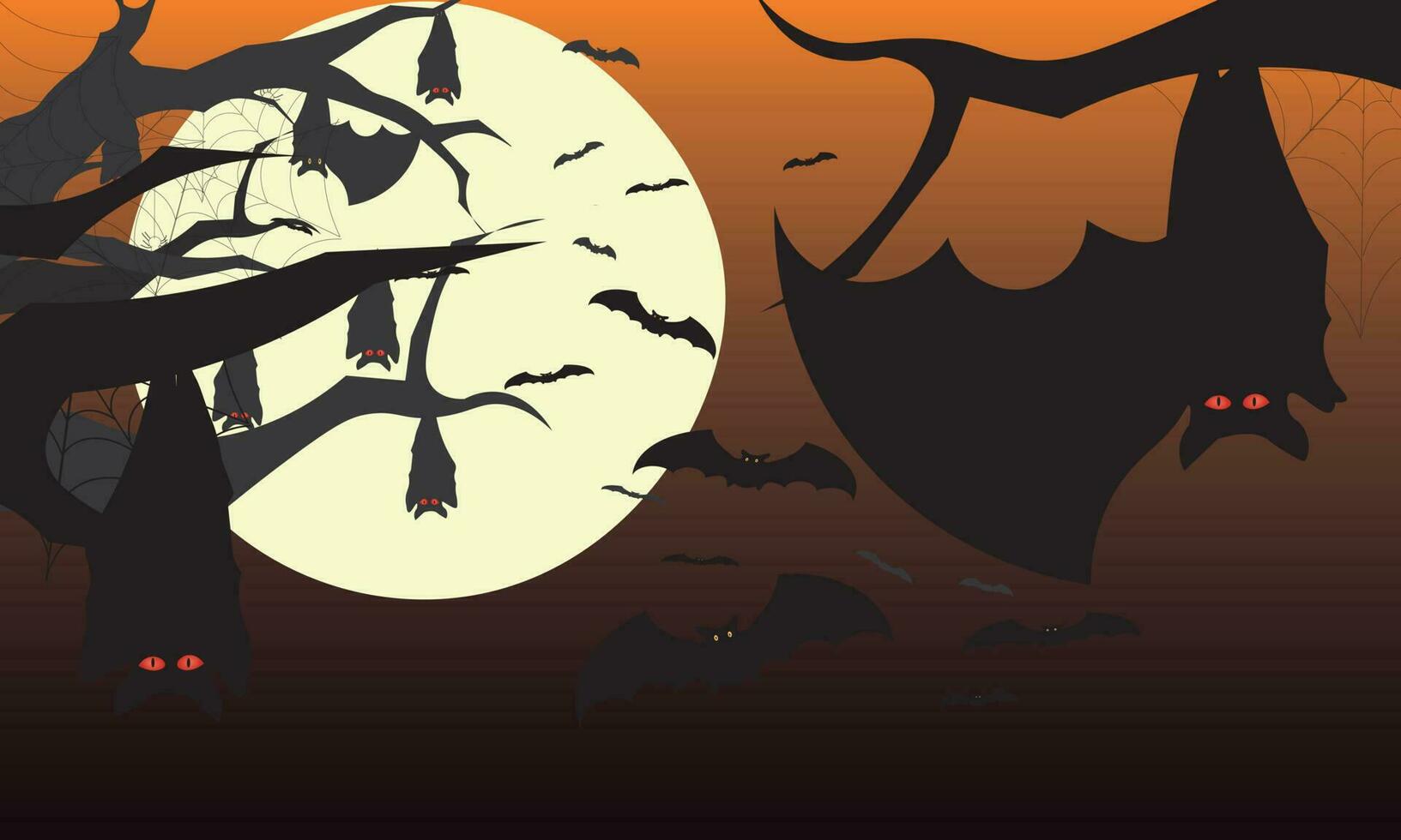 fondo de halloween con murciélago, rama y cielo vector