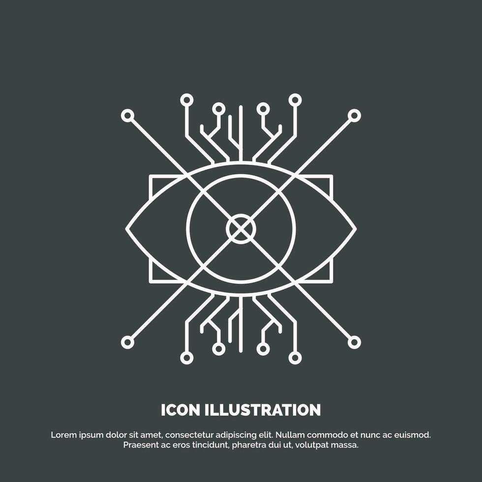 Ar. augmentation. cyber. eye. lens Icon. Line vector symbol for UI and UX. website or mobile application