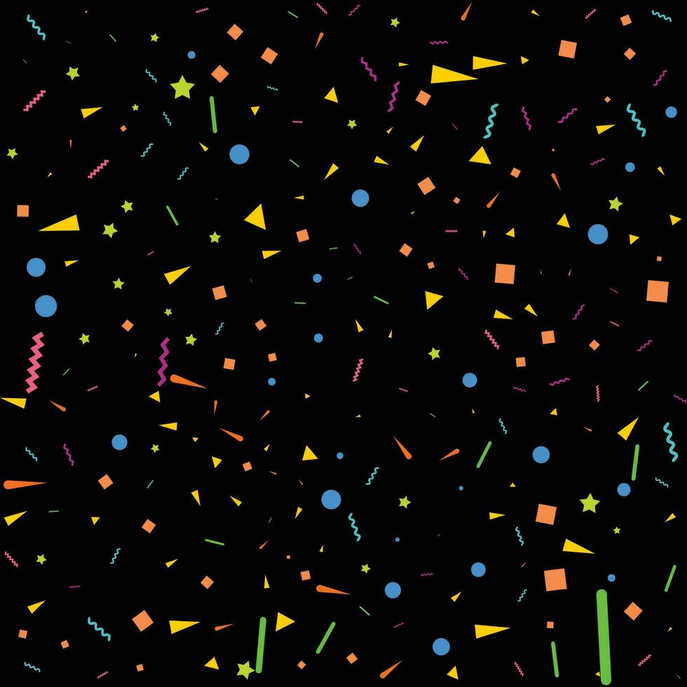 confetti concept design template holiday Happy Day. Black Background Celebration Vector illustration.
