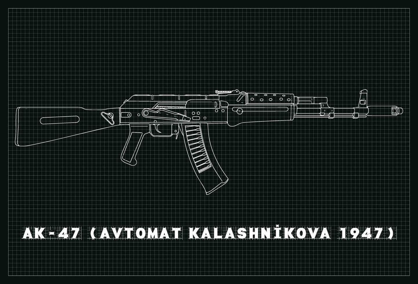 arma ak rifle de asalto blueprint fondo simple vektor diseño plano vector