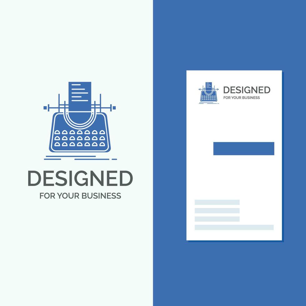 Business Logo for Article. blog. story. typewriter. writer. Vertical Blue Business .Visiting Card template. vector