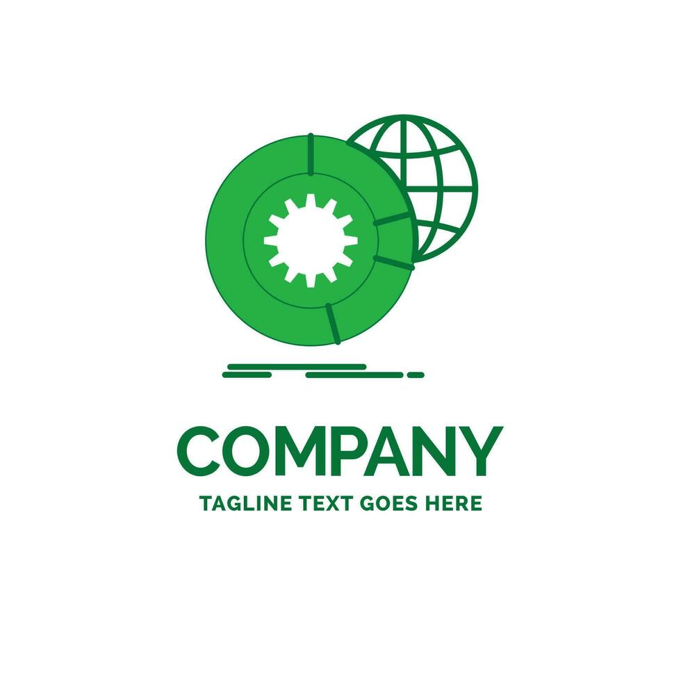 data. big data. analysis. globe. services Flat Business Logo template. Creative Green Brand Name Design. vector