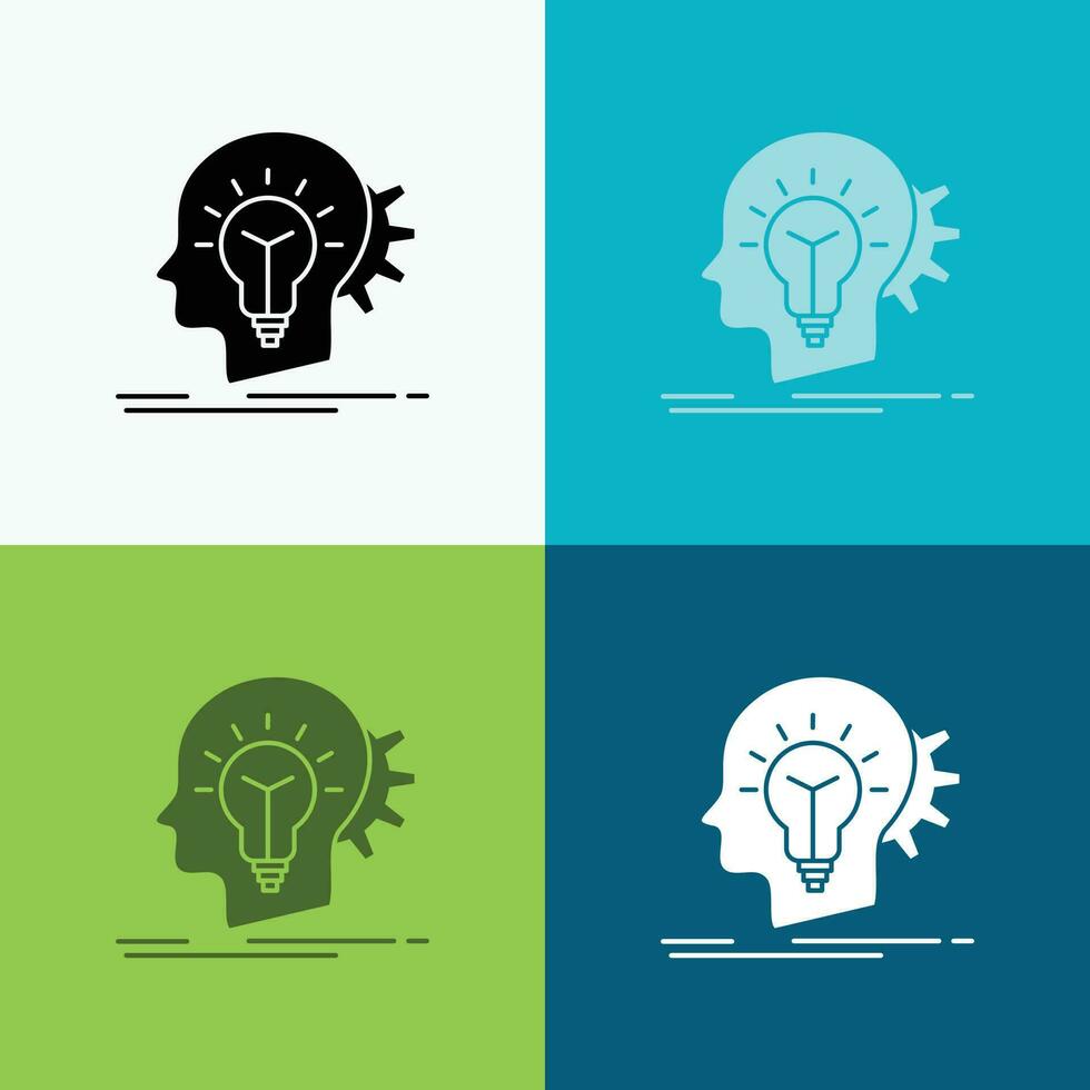 creative. creativity. head. idea. thinking Icon Over Various Background. glyph style design. designed for web and app. Eps 10 vector illustration