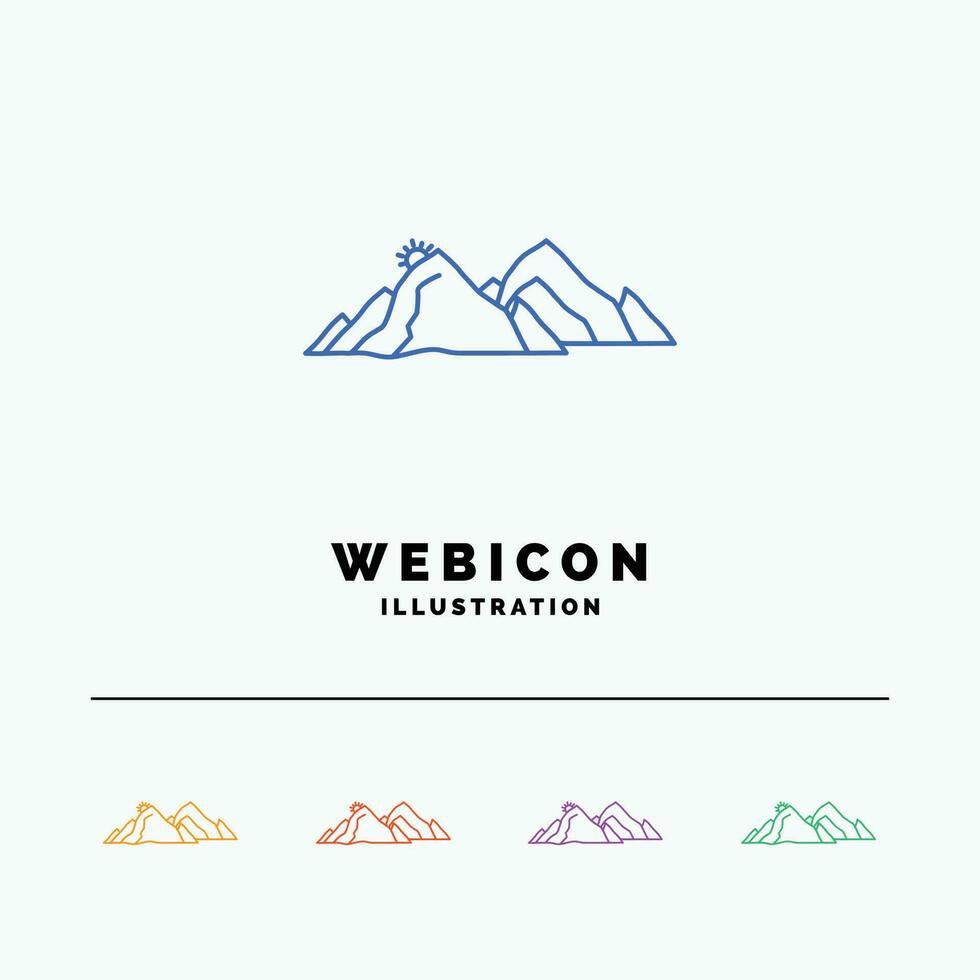 mountain. landscape. hill. nature. scene 5 Color Line Web Icon Template isolated on white. Vector illustration