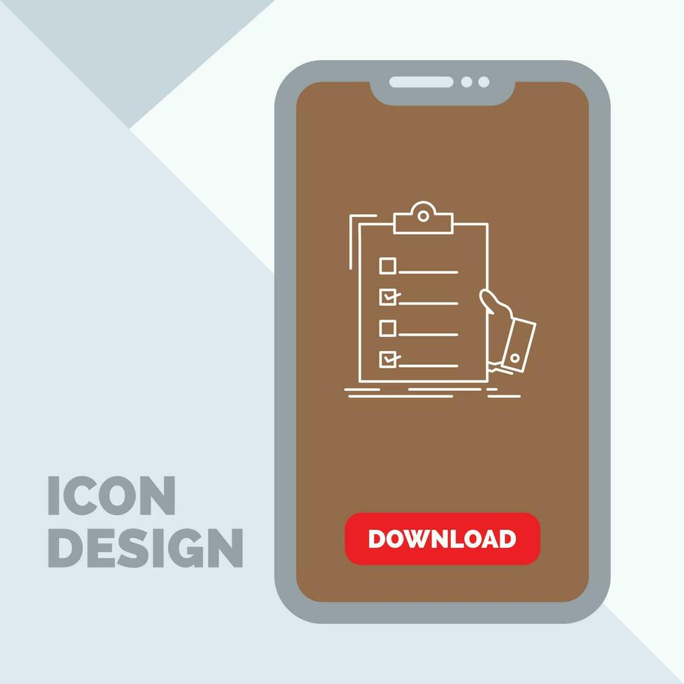 checklist. check. expertise. list. clipboard Line Icon in Mobile for Download Page vector