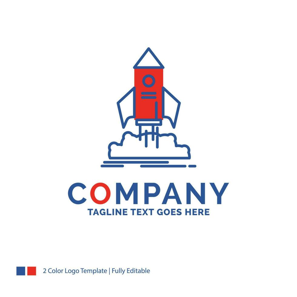 Company Name Logo Design For launch. startup. ship. shuttle. mission. Blue and red Brand Name Design with place for Tagline. Abstract Creative Logo template for Small and Large Business. vector