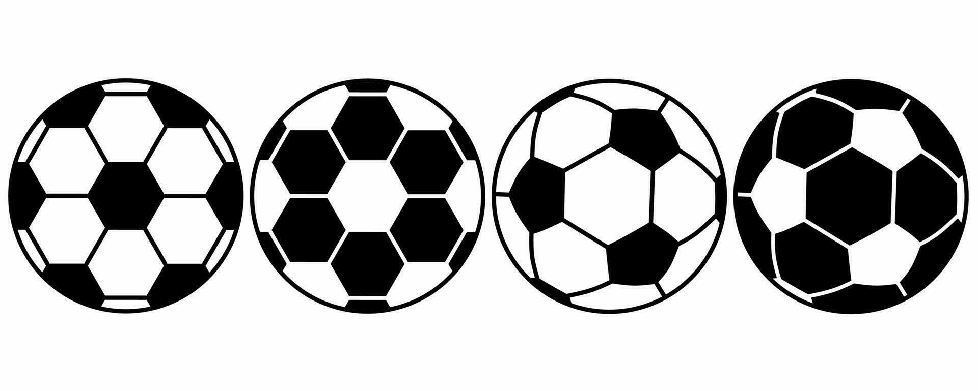 outline silhouette soccer ball icon set with different style isolated on white background vector