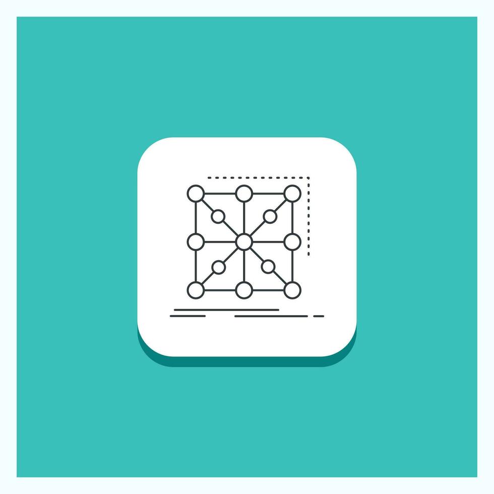 Round Button for Data. framework. App. cluster. complex Line icon Turquoise Background vector