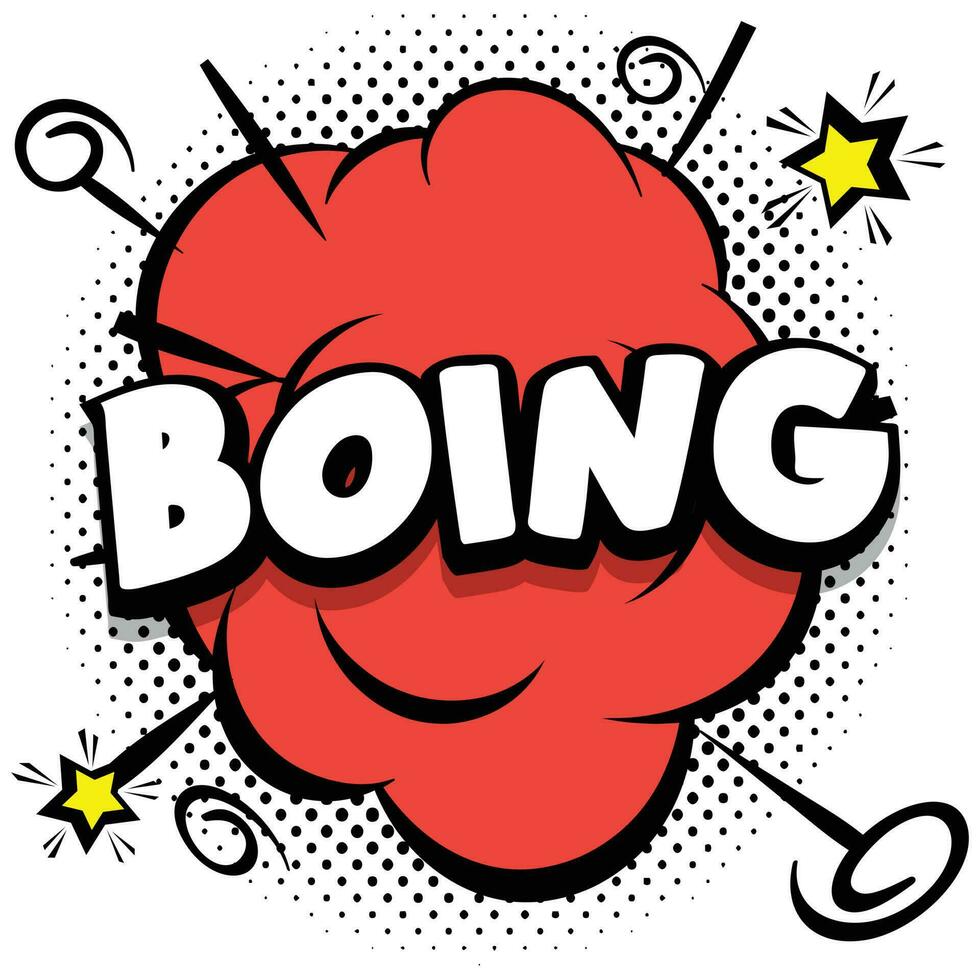 boing Comic bright template with speech bubbles on colorful frames vector