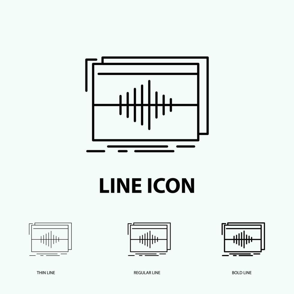 Audio. frequency. hertz. sequence. wave Icon in Thin. Regular and Bold Line Style. Vector illustration