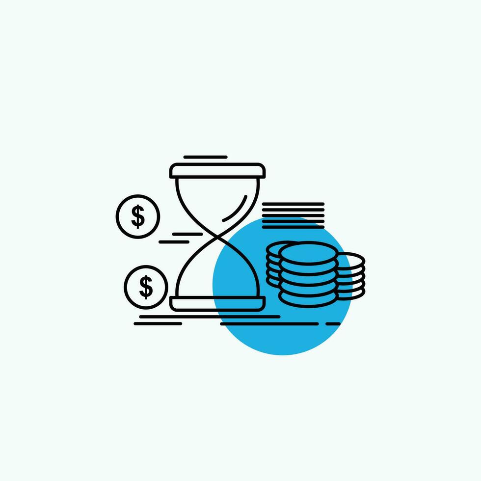 Hourglass. management. money. time. coins Line Icon vector